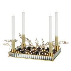 Depot Adventskranze & Zubehör^Deko-Weihnachtstablett Golden Glam