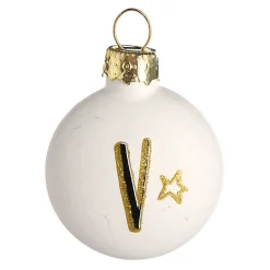 Depot Adventskranz-Deko^Glas-Baumschmuck Mini-Taler Monogramm V