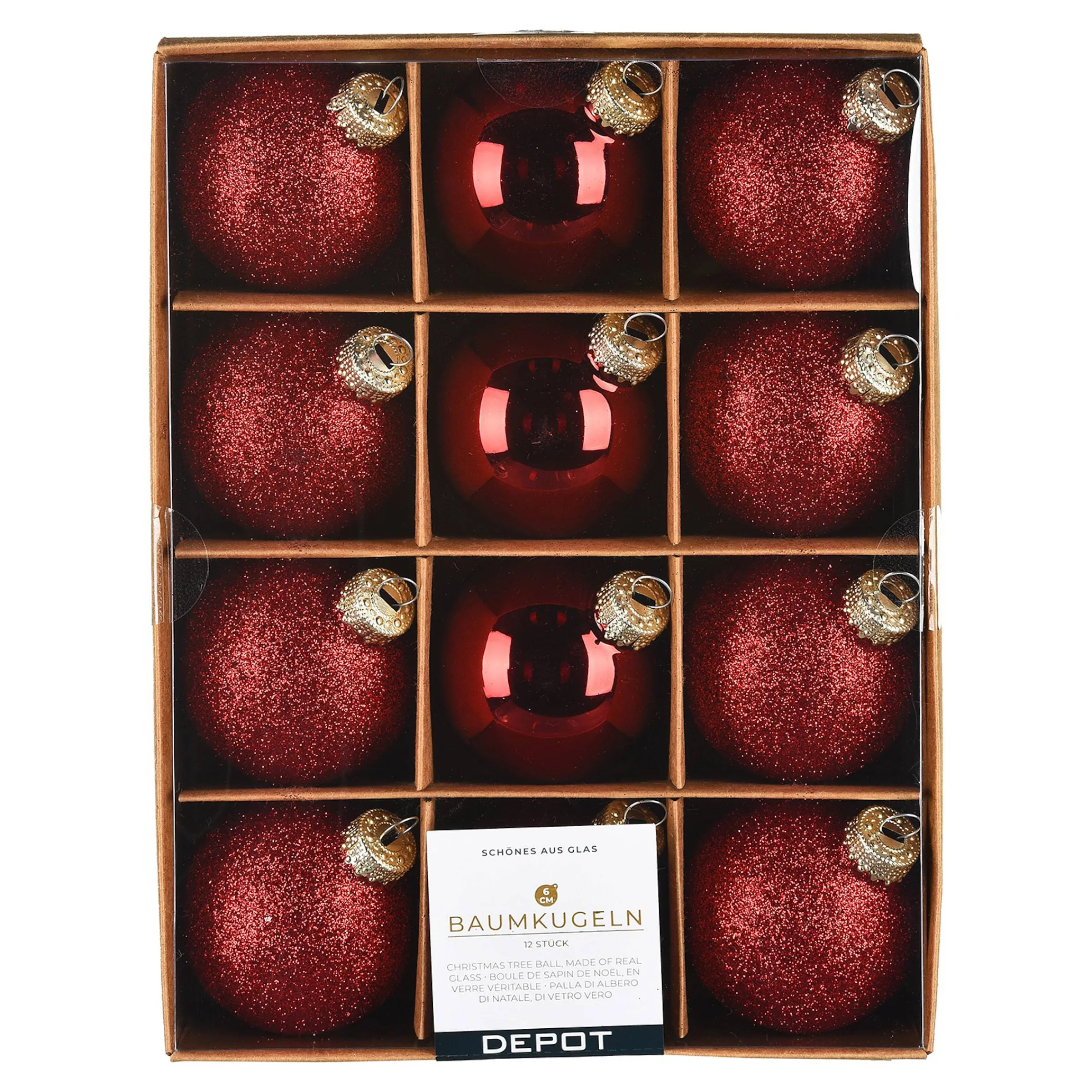 Depot Kugeln & Baumspitzen^Glas-Weihnachtskugel-Set Glam Mix