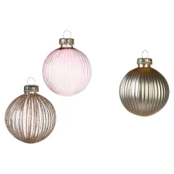 Depot Kugeln & Baumspitzen^Glas-Weihnachtskugel-Set Rille