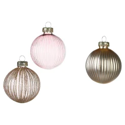 Depot Kugeln & Baumspitzen^Glas-Weihnachtskugel-Set Rille