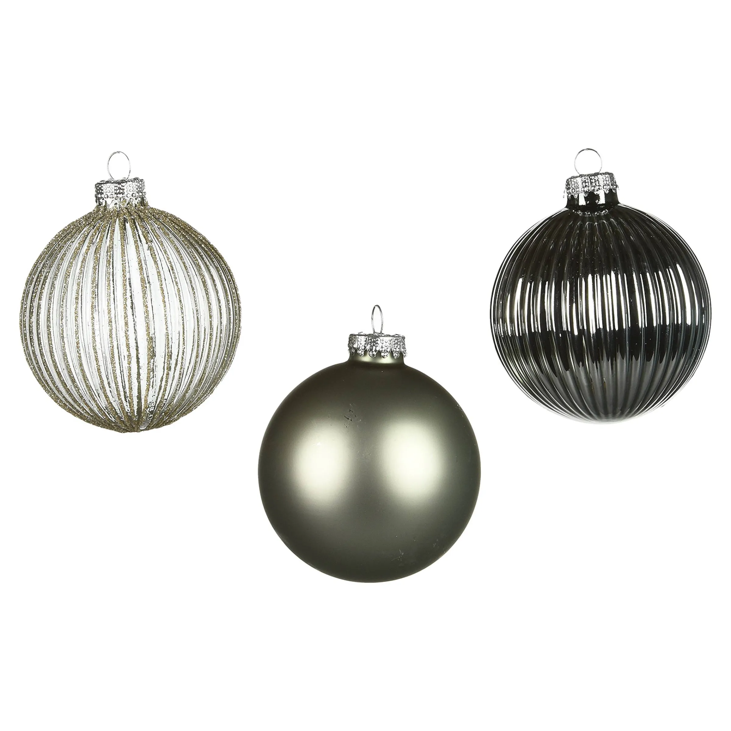 Depot Kugeln & Baumspitzen^Glas-Weihnachtskugel-Set Rille