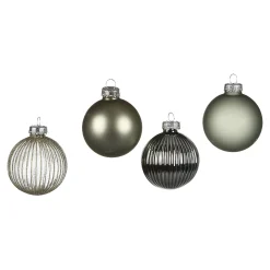 Depot Kugeln & Baumspitzen^Glas-Weihnachtskugel-Set Rille