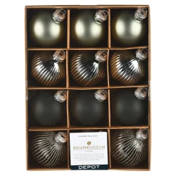 Depot Kugeln & Baumspitzen^Glas-Weihnachtskugel-Set Rille