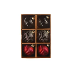 Depot Kugeln & Baumspitzen^Glas-Weihnachtskugel-Set Rille