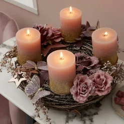 Depot Adventskranz-Deko^Glitzer-Kunstblume Rose Auf Clip