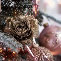 Depot Adventskranz-Deko^Glitzer-Kunstblume Rose Auf Clip
