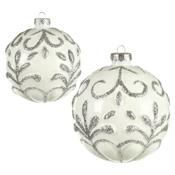 Depot Kugeln & Baumspitzen^Relief Kugel-Set Offweiss