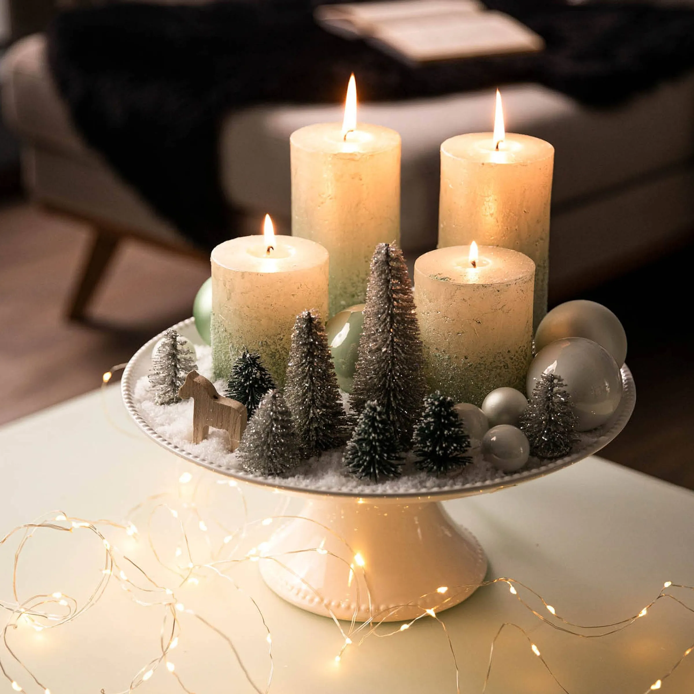 Depot Adventskerzen^Stumpenkerze Metallic Granulat