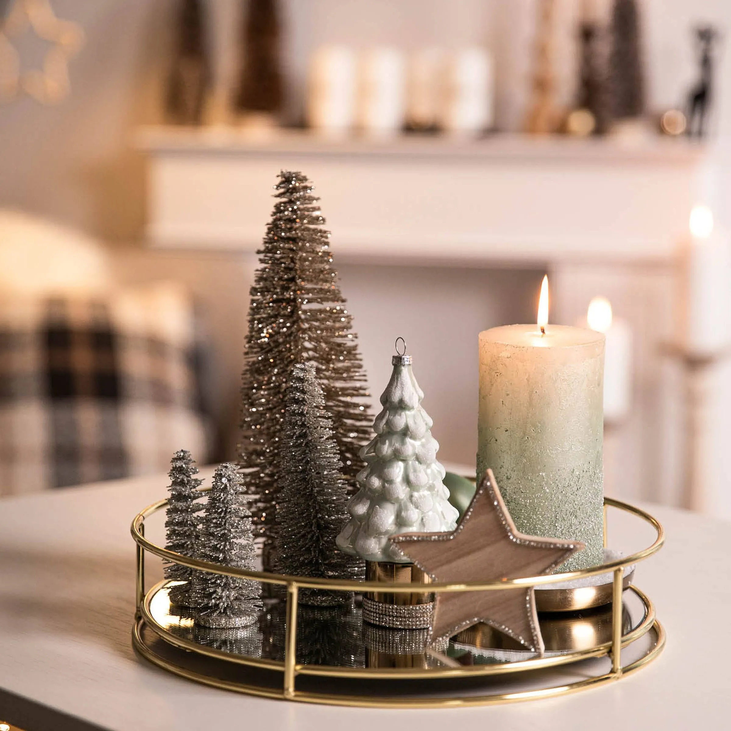 Depot Adventskerzen^Stumpenkerze Metallic Granulat