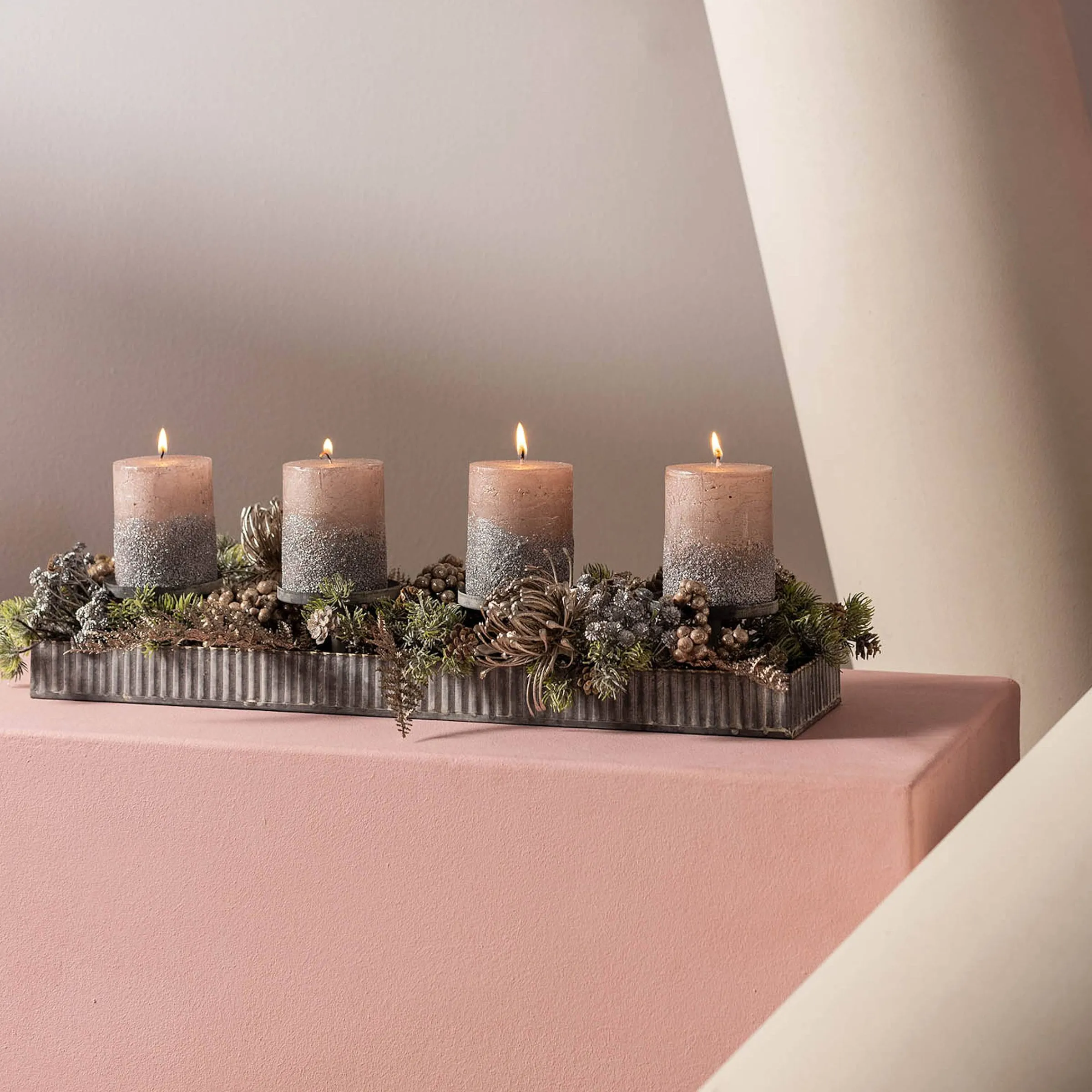Depot Adventskerzen^Stumpenkerze Metallic Granulat