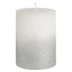 Depot Adventskerzen^Stumpenkerze Rustic Silver Glitter