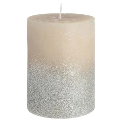 Depot Adventskerzen^Stumpenkerze Rustic Silver Glitter