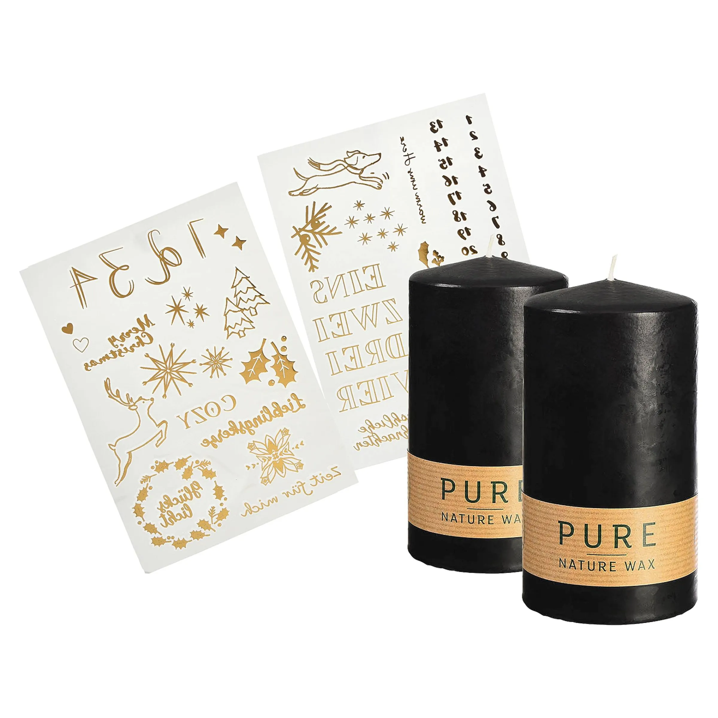 Depot Adventskerzen^Stumpenkerzen-Set Advent Mit Kerzenstickern